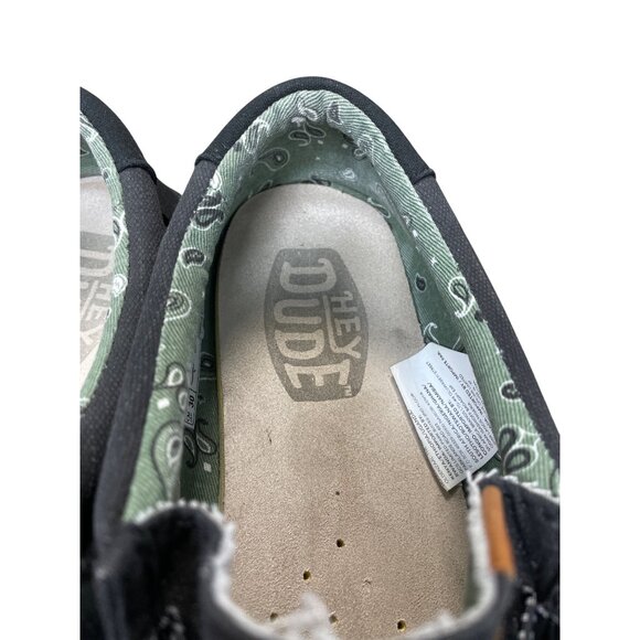 Hey Dude Wally Mens Charcoal Gray Black Washed Canvas Loafers shoes Sz 12 SKU 95 - Picture 10 of 14